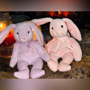 🐰 TY Beanie Babies Hoppity & Floppity Bunny Pair 1996 Easter